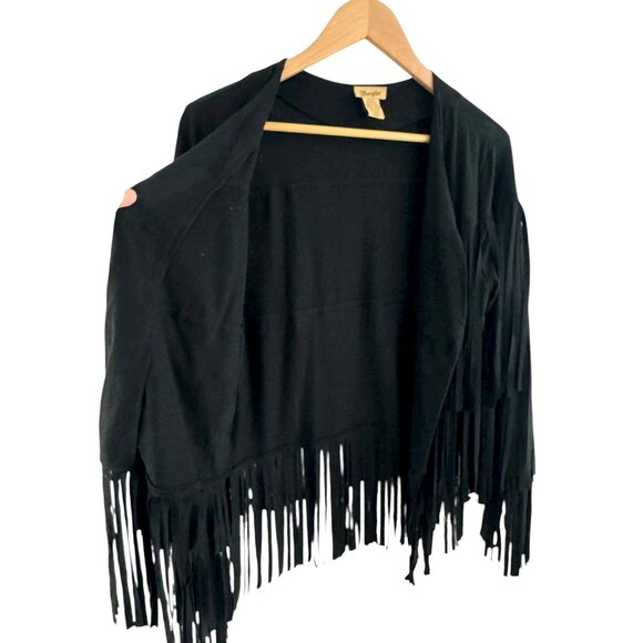Wrangler Black Fringe Open Front Jacket Size M Western Country Dance Concert - Picture 3 of 7